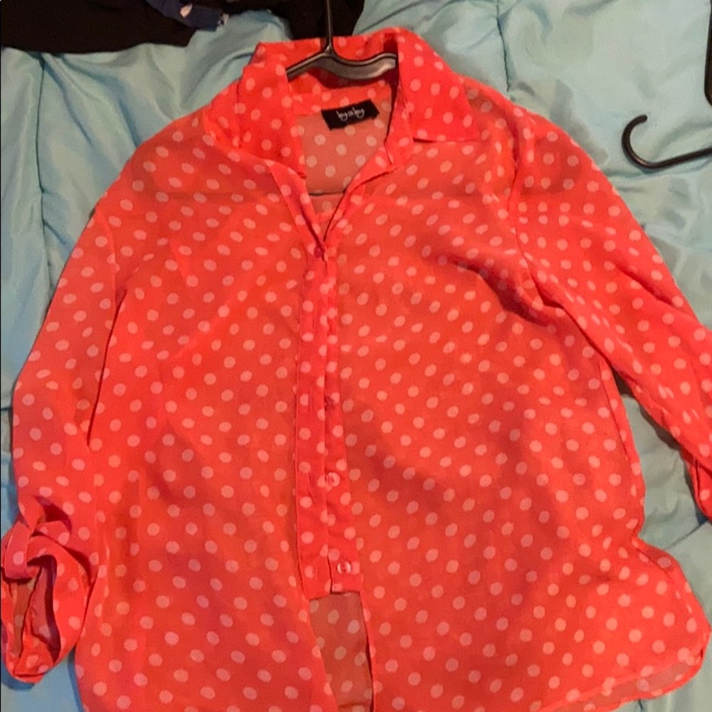 Pink with white dot blouse